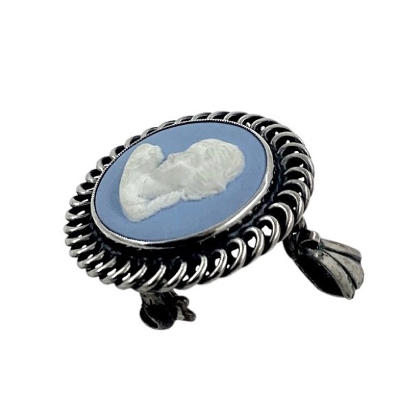 SOLD❤️ 1950’s  John L. Lauritzen Denmark Brooch Pendant Wedgwood Blue Cameo 925 - Picture 3 of 12